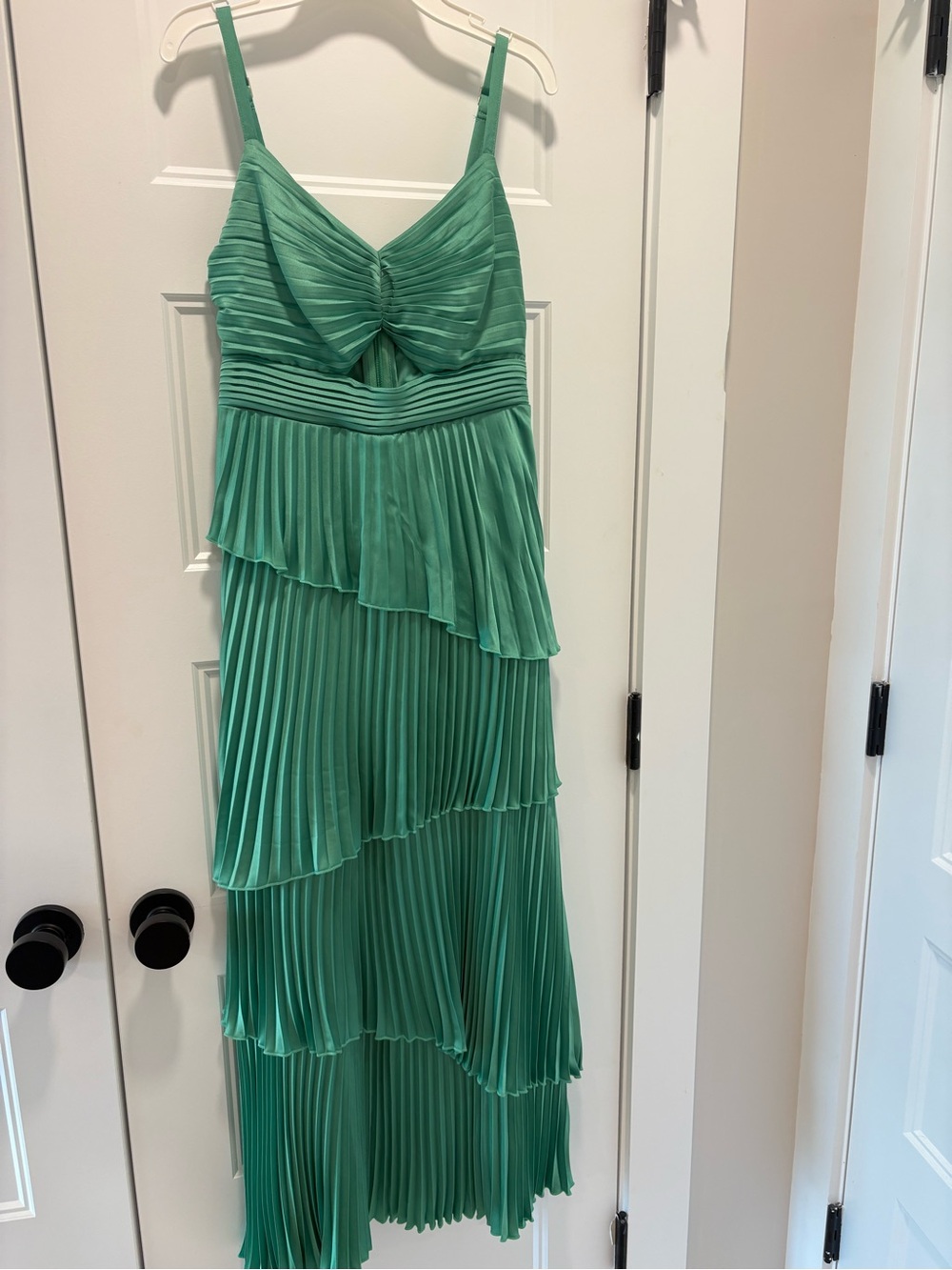 Abercrombie & Fitch Mint Green Pleated Tiered Maxi Dress